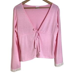 Fashion Bug Vtg Tie Front Babydoll Cardigan Sz XL